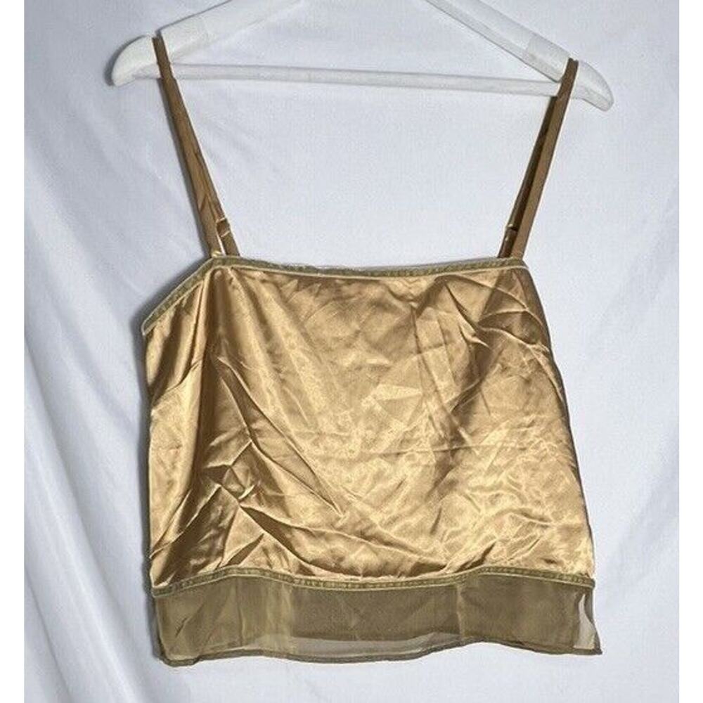 Vintage Victoria Secret Medium Gold Color Camisole Heart Label With Velvet Trim